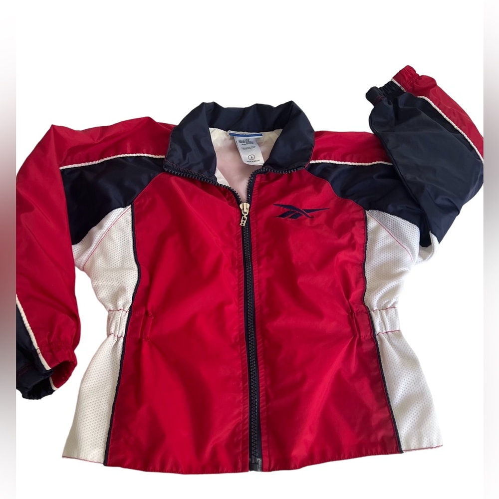 Reebok Kids Windbreaker Jacket Red-White-Blue Kids Size 4 Lined Mint Con